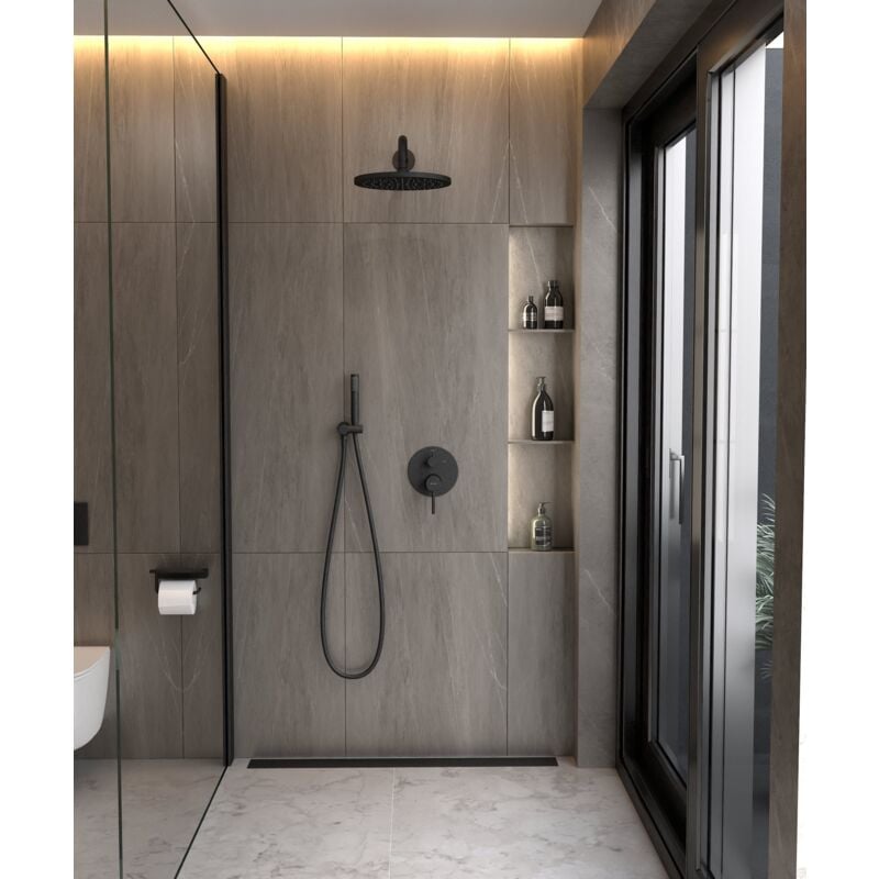 Composition mitigeur de douche encastrée Noir - Corbeau