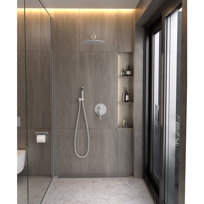 Kroos ® - Composition mitigeur de douche encastrée Blanc - Corbeau