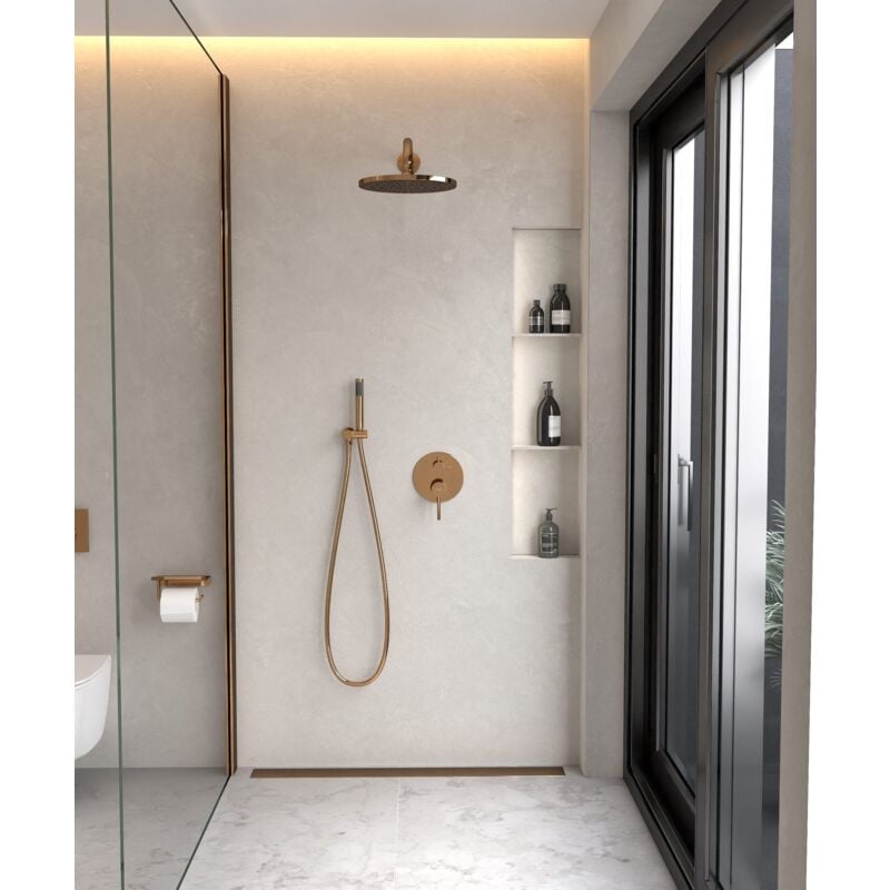 Kroos ® - Composition mitigeur de douche encastrée Or rose - Corbeau