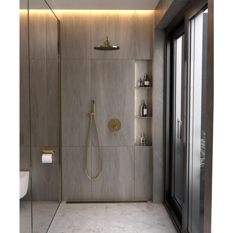 Kroos ® - Composition mitigeur de douche encastrée Doré - Corbeau