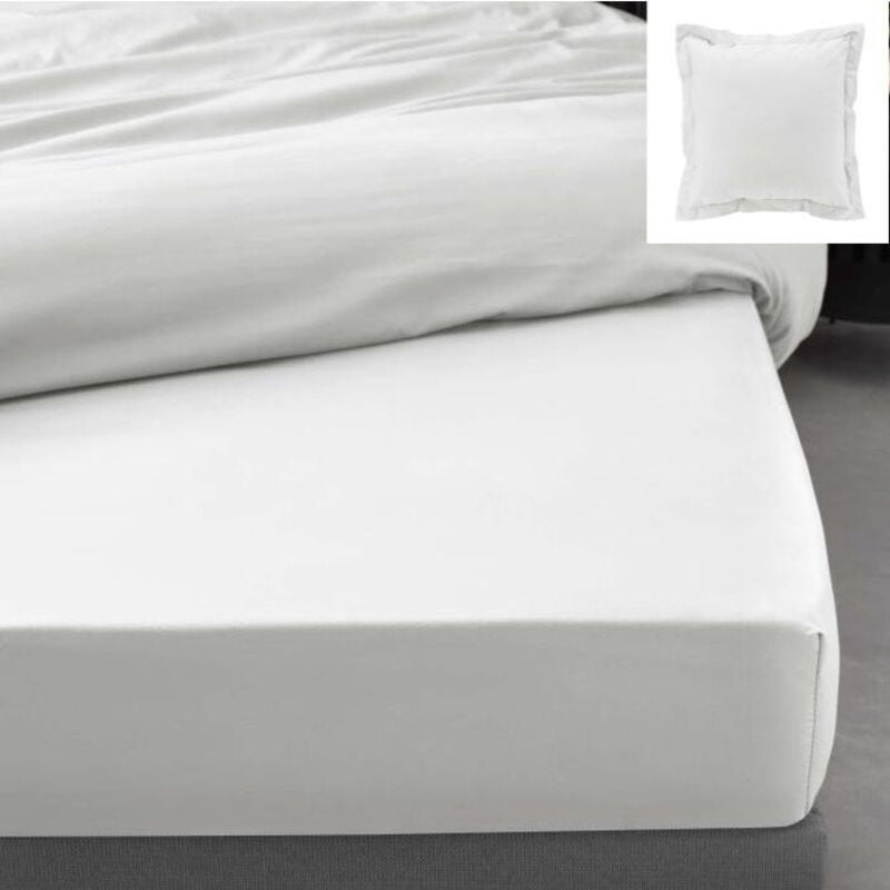 Douceur D'intérieur - Pack drap housse king size 180 x 200 cm + 2 taies en percale 78 fils Blanc