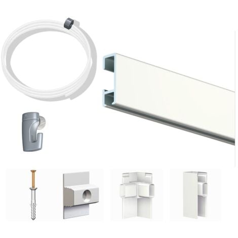 Pack Eco 10 mètres de cimaise Click Rail couleur Blanc laqué (RAL9010) - Solution suspension cadres et tableaux