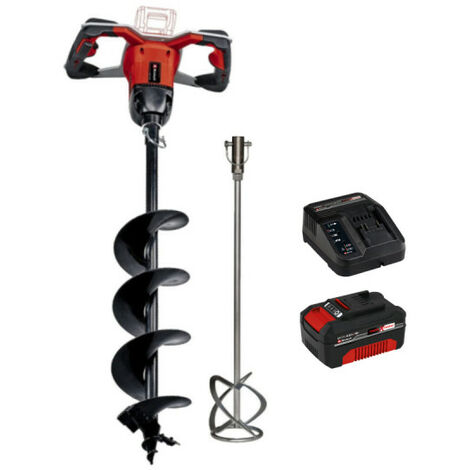Pack EINHELL 18V Power X-Change - Tarière GE-EA 18/150 Li BL - Brushless - Mélangeur de mortier - Starter Kit Power 4.0Ah