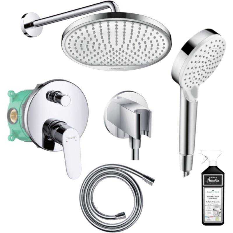 Hansgrohe - Colonne de douche encastrée Crometta s avec mitigeur mécanique Logis chromé + nettoyant Briochin