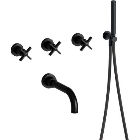 Pack encastré mélangeur bain douche 2 sorties CROSS ROAD - Blackmat - Cristina Ondyna