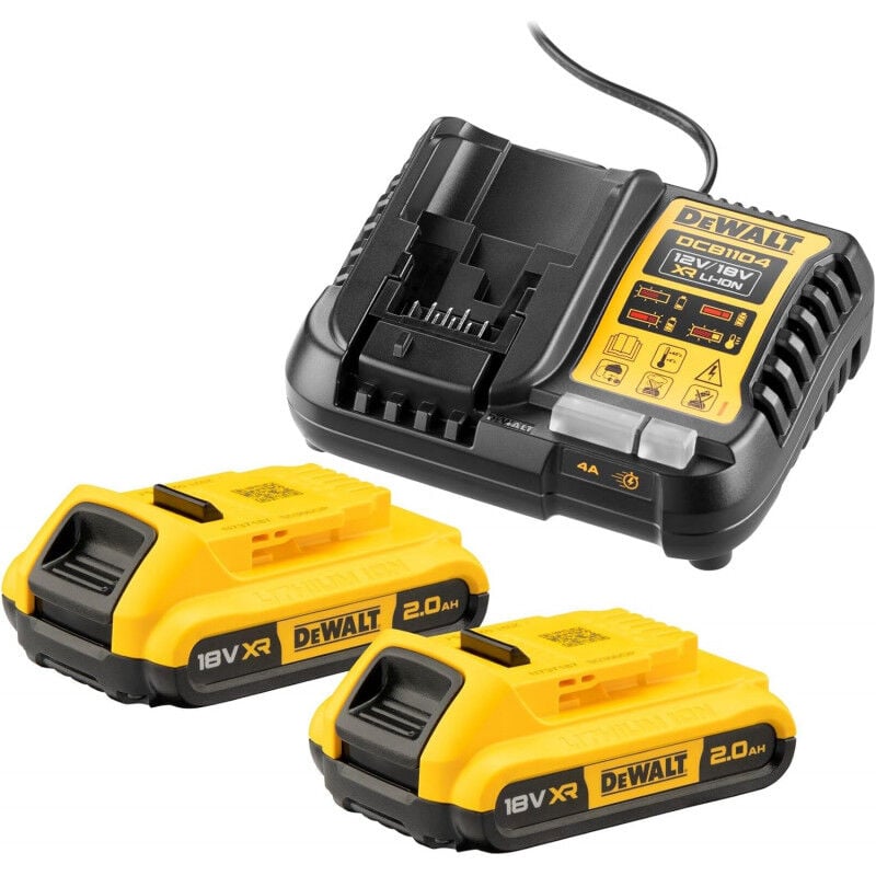 Dewalt - Pack 2 batteries 18V 2Ah + chargeur - DCB1104D2-QW