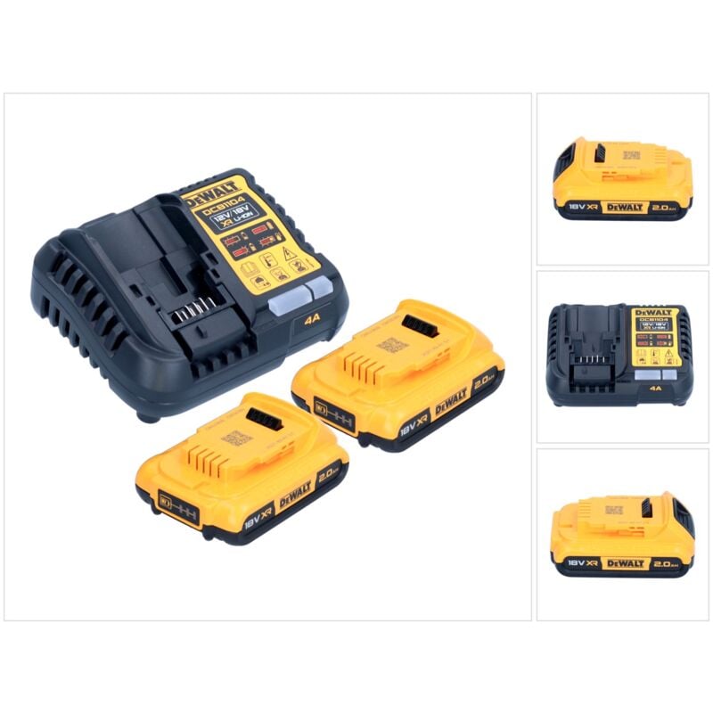 Dcb 1104 D2 kit de démarrage 12 v / 18 v 2x batterie 2,0 Ah + chargeur dcb 1104 - Dewalt