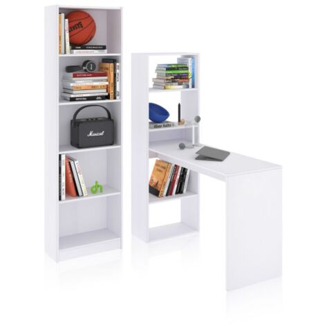 Pack escritorio y estantería Cosmic Plus Blanco Artik (Blanco Mate) (ancho) x 71cm (alto)