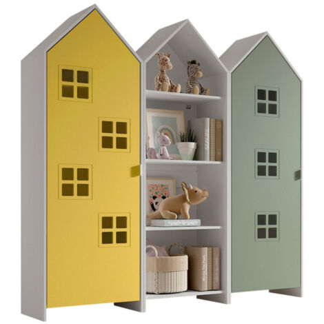 Pack - Étagère & 2 Armoires "Casami Bruges" 171cm Jaune, Blanc & Vert