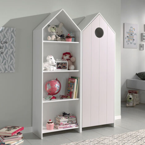 Pack - Étagère & Armoire 4 Niveaux "Casami" 171cm Blanc & Rose