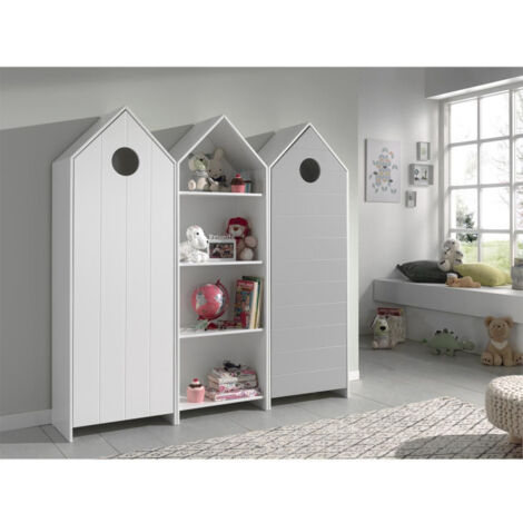 Pack - Étagère Enfant & 2 Armoires "Casami" Blanc & Gris