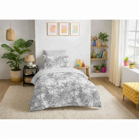 UNIVERSDECOR Parure De Couette Gaze De Coton 140x200 Lit 1 Place Perle - Housse + Taie - Douce Et Légère