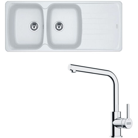 Pack évier Antea Fragranit blanc artic 1160 x 500 x 210 mm + mitigeur Lina L - Franke