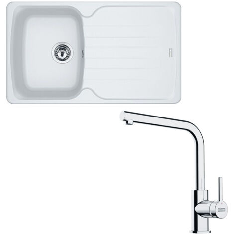Pack évier Antea Fragranit blanc artic 860 x 500 x210 mm + mitigeur Lina L - Franke