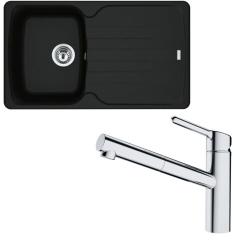 Pack évier Antea Fragranit noir mat 860 x 500 x 210 mm + mitigeur Orbit douchette - Franke