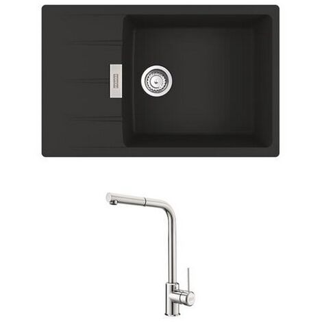 Pack évier fragranit + mitigeur chromé - Franke - 968126 - noir mat