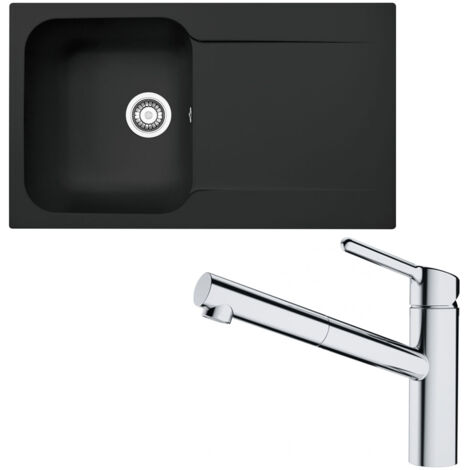 Pack évier Kite Fradeko noir mat 860 x 500 x 190 mm + mitigeur Orbit douchette - Franke