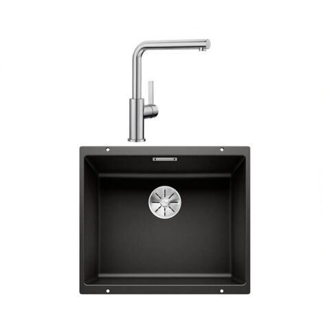 Pack évier noir + mitigeur inox brossé - Blanco - 528440