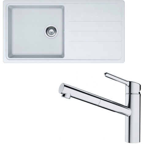 Pack évier Opale Tectonite blanc 970 x 500 x 190 mm + mitigeur Orbit douchette - Franke