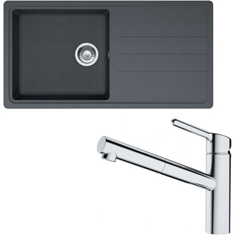 Pack évier Opale Tectonite graphite 970 x 500 x 190 mm + mitigeur Orbit douchette - Franke