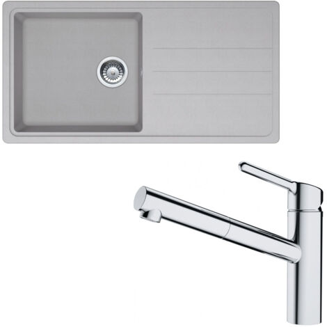 Pack évier Opale Tectonite platinum 970 x 500 x 190 mm + mitigeur Orbit douchette - Franke