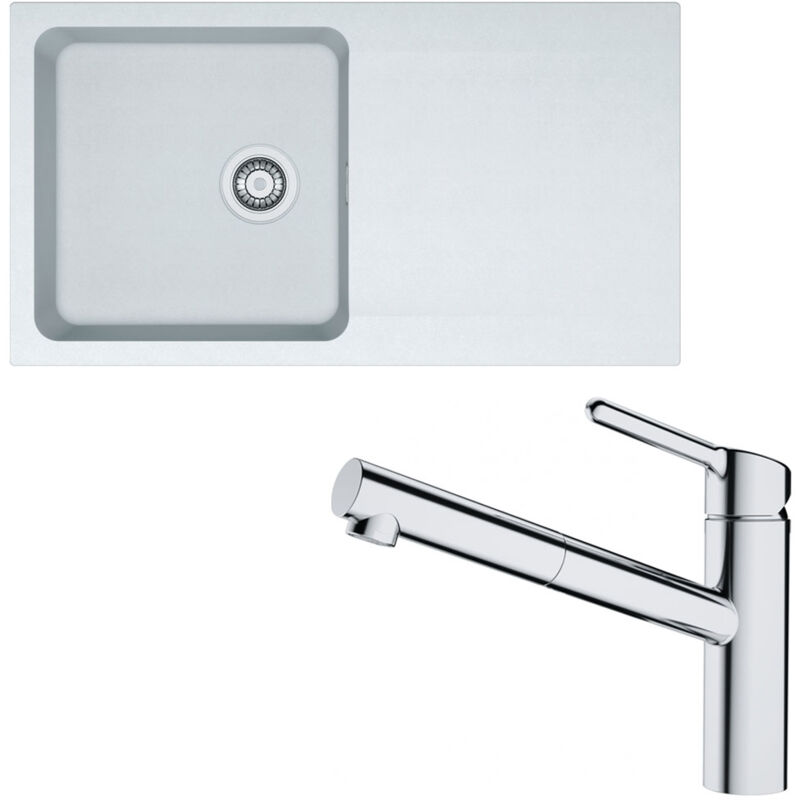 Pack évier Orion Tectonite blanc artic 940 x 510 x 174 mm + mitigeur Orbit douchette - Franke