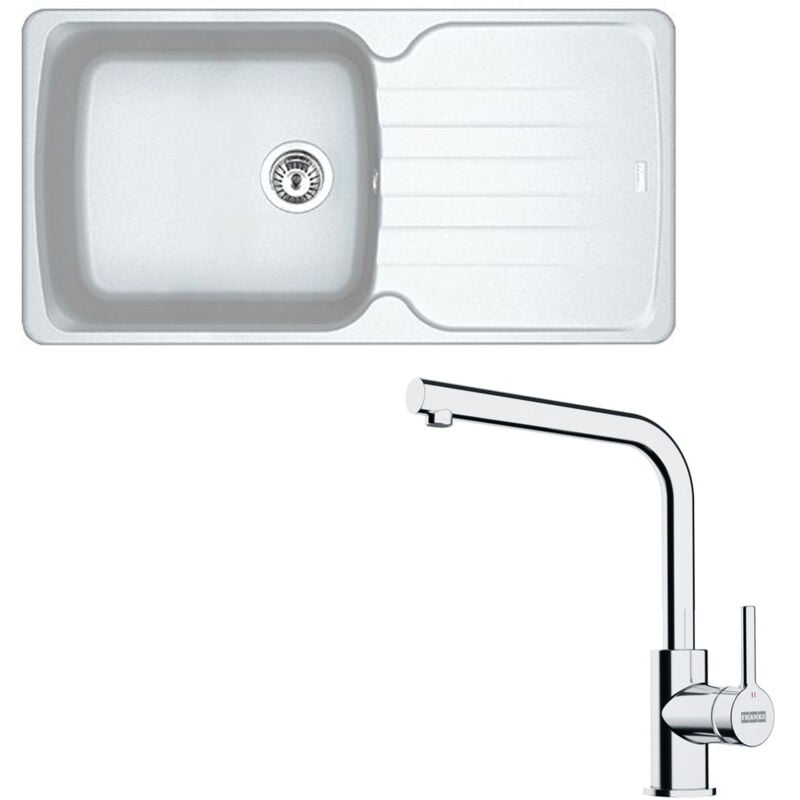 Pack évier xl Antea Fragranit blanc artic 970 x 500 x 210 mm + mitigeur Lina l Franke