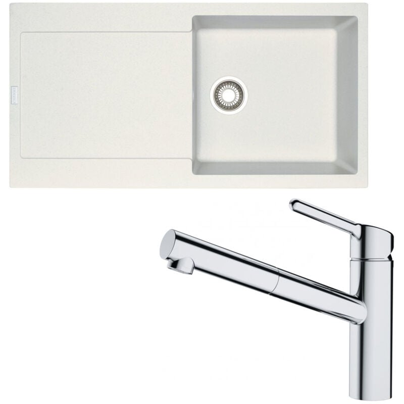 Pack évier XL Maris Fragranit blanc artic 970 x 500 x 200 mm + mitigeur Orbit douchette - Franke