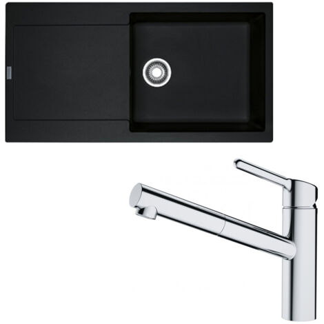 Pack évier XL Maris Fragranit onyx 970 x 500 x 200 mm + mitigeur Orbit douchette - Franke