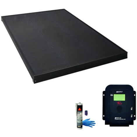 PACK EZA Panneau Solaire 130W Full Black + Régulateur Solaire + SIKA Kit Colle Camping-Car - Noir