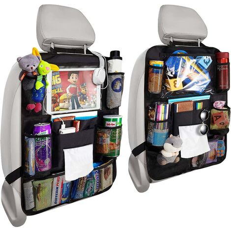 Pack Faltbarer Auto-Rücksitz-Organizer mit Touchscreen-Tablet-Halter Tissue-Box  Auto-Aufbewahrungs-Organizer mit 8 Helm-Aufbewahrungstaschen/Ladelöchern