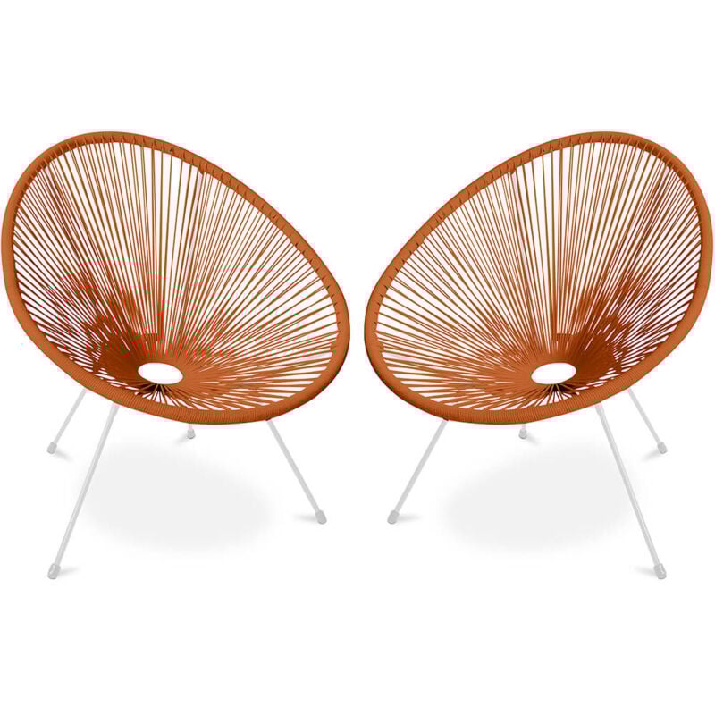 Pack Fauteuil Acapulco - Piétement Blanc x2 - Nouvelle Édition Orange