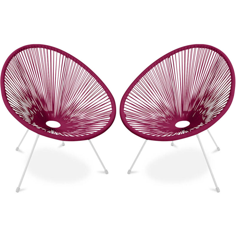 Privatefloor - Pack Fauteuil Acapulco - Piétement Blanc x2 - Nouvelle Édition Violet