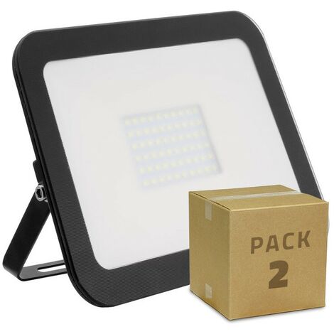 Pack Foco Proyector LED 50W Negro Slim Cristal 120lm/W (2 un)