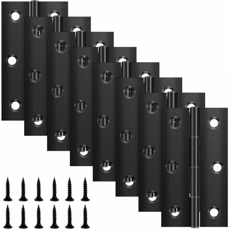 Cyslmuk - 6 Pack Folding Hinges 67mm×37mm, Black Stainless Steel Hinge, Piano Hinge, Small Hinge, Door Hinge for Doors, Windows, Cabinets with 48