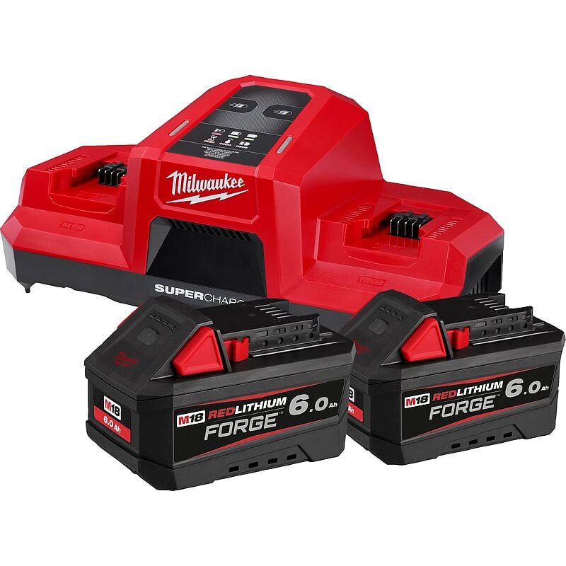 Milwaukee - Pack forge nrg M18 : 2 x batteries forge™ 6.0 Ah + 1 x Super chargeur double