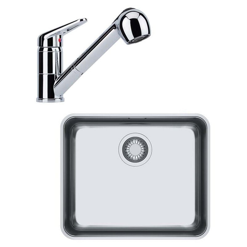 Pack évier Aton 510 x 530 mm en inox avec mitigeur Novara Plus - Sous meuble 60 cm Franke