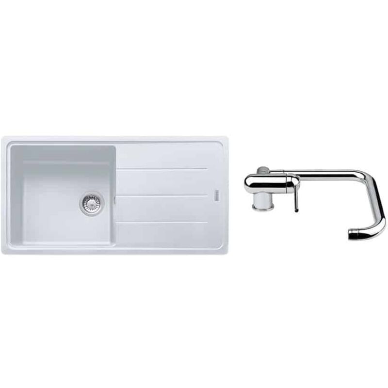 PACK Franke Basis Fragranit BFG611-XL + Mitigeur Window - Coloris : Blanc Artic (Moucheté)