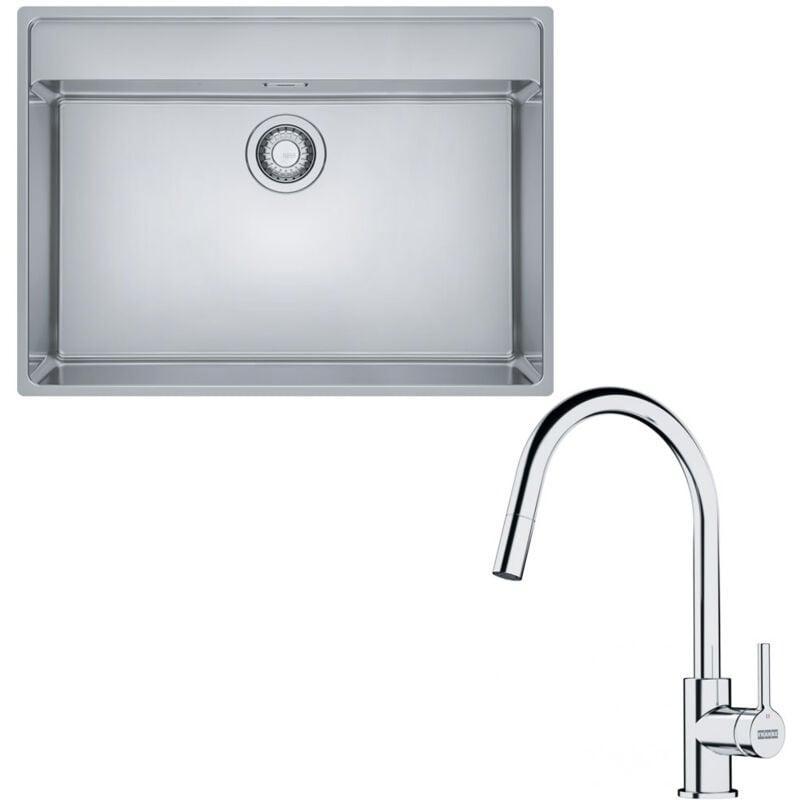 Pack cuve Maris en inox 730 x 510 x 180 mm + mitigeur Lina j douchette Franke