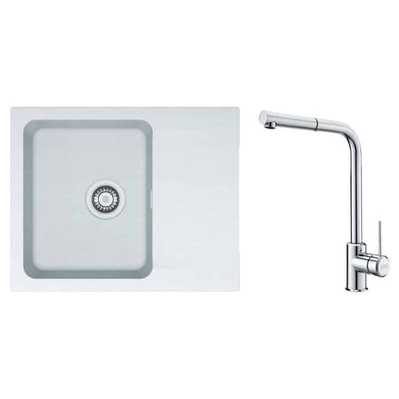 PACK Franke Orion Tectonite OID611-62 + Mitigeur Sirius Plus - Coloris : Blanc Artic (Moucheté)