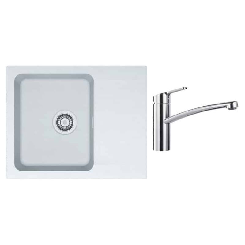 PACK Franke Orion Tectonite OID611-62 + Mitigeur Smart à bec - Coloris : Blanc Artic (Moucheté)