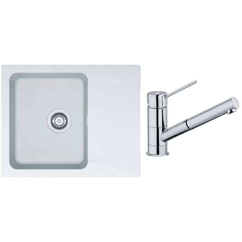 PACK Franke Orion Tectonite OID611-62 + Mitigeur Sirius - Coloris : Blanc Artic (Moucheté)
