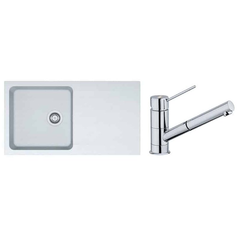 PACK Franke Orion Tectonite OID611-94 + Mitigeur Sirius - Coloris : Blanc Artic (Moucheté)