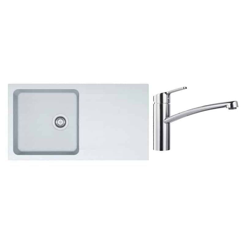PACK Franke Orion Tectonite OID611-94 + Mitigeur Smart à bec - Coloris : Blanc Artic (Moucheté)