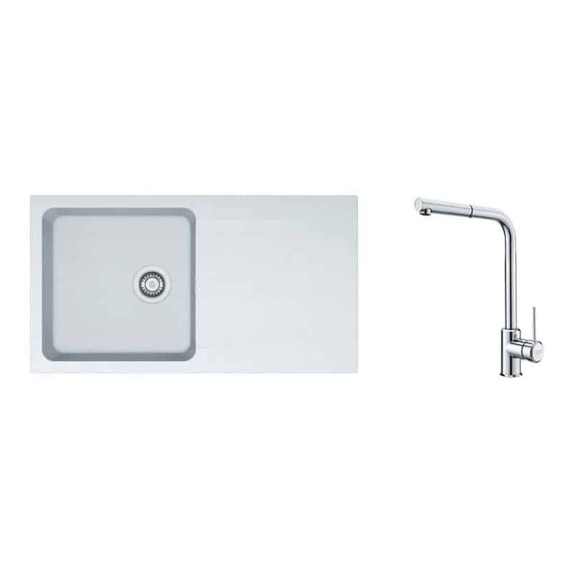 PACK Franke Orion Tectonite OID611-94 + Mitigeur Sirius Plus - Coloris : Blanc Artic (Moucheté)