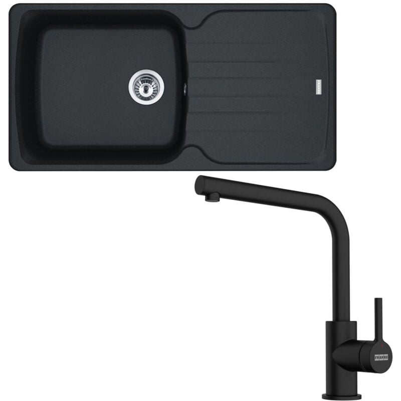 Pack full black évier xl Antea Fragranit 970 x 460 x 210 mm + mitigeur Lina l noir Franke