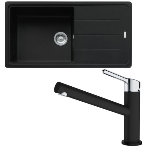 Pack full black évier XL Basis Fragranit 970 x 500 x 200 mm + mitigeur Orbit noir - Franke
