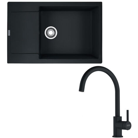 Pack full black évier XL Maris Fragranit 780 x 500 x 200 mm + mitigeur Lina J bec noir - Franke