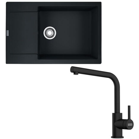 Pack full black évier XL Maris Fragranit 780 x 500 x 200 mm + mitigeur Lina L bec noir - Franke