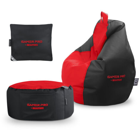 Pack Gamer Rojo: Puff Gamer PRO + Reposapies + Cojín Pack Gamer PRO Rojo